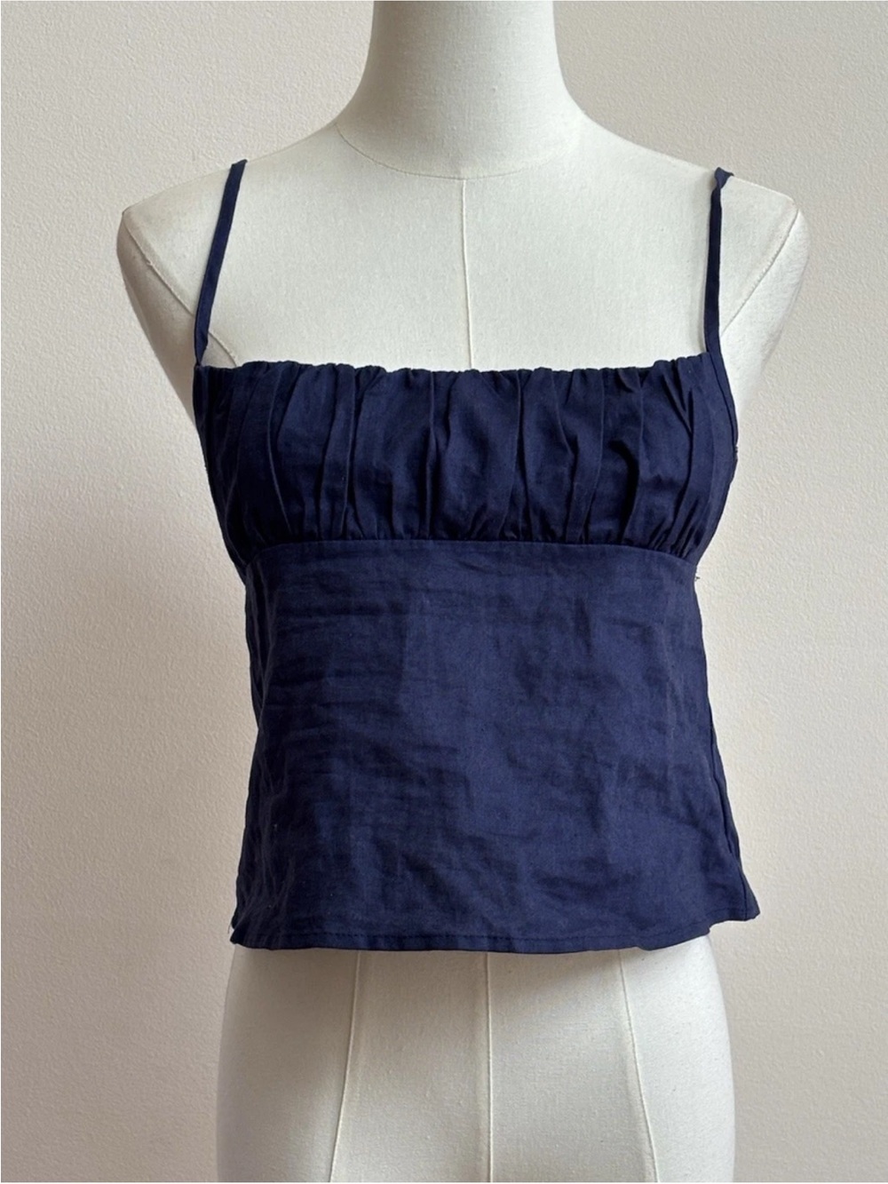 NWT Edikted Navy Tie Back Ruched Cami Tank Top Small Y2K Going Out